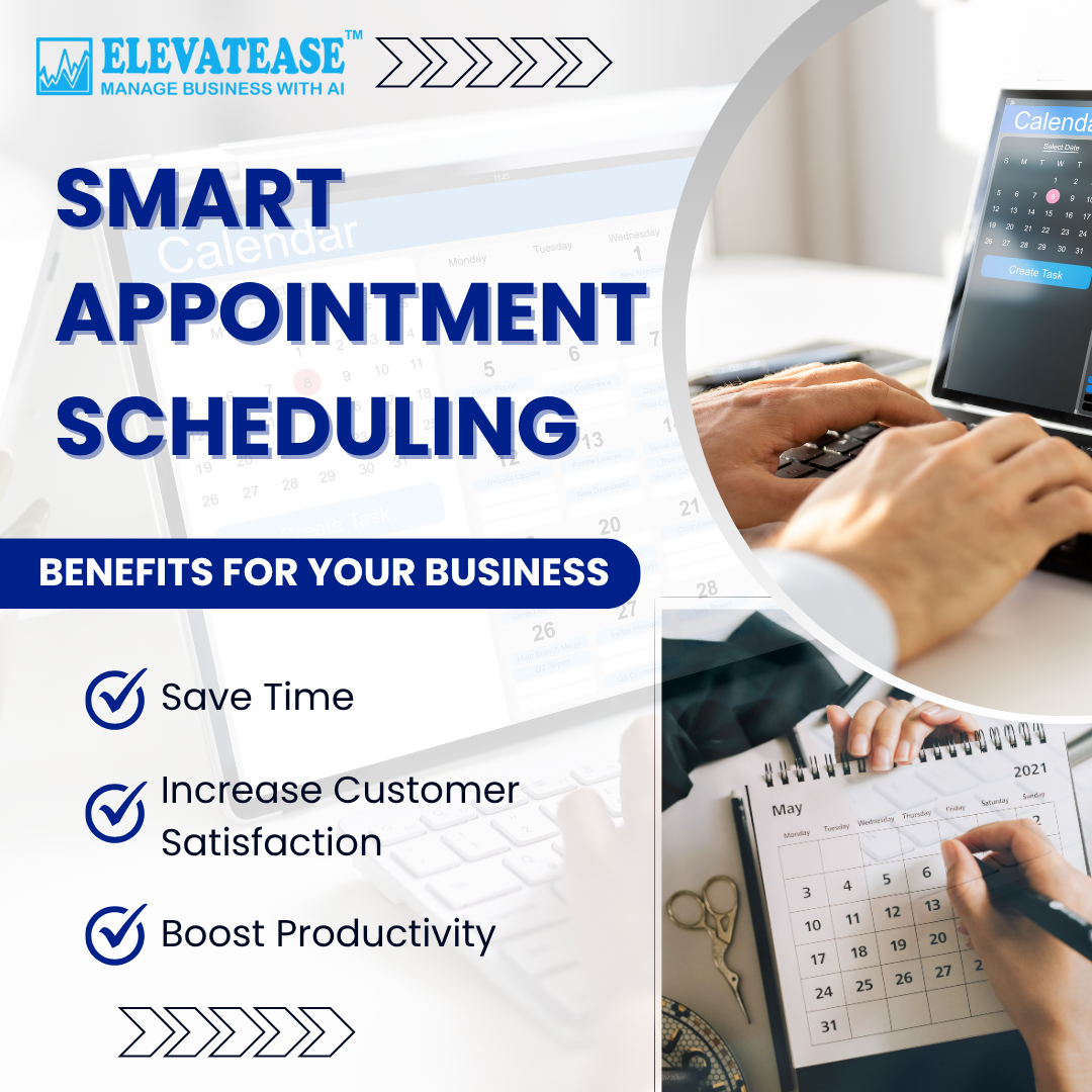 Simplify appointment booking with Elevatease CRM. Manage customer appointments, staff schedules, and billing efficiently. Improve customer satisfaction, staff productivity, and business growth.