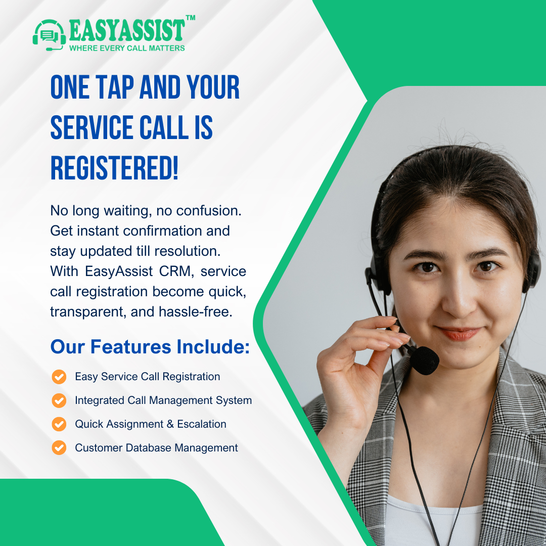 Discover how EasyAssist CRM helps small and medium businesses streamline service call registration, improve customer satisfaction, and boost team productivity with a simple, cost-effective, cloud-based solution.