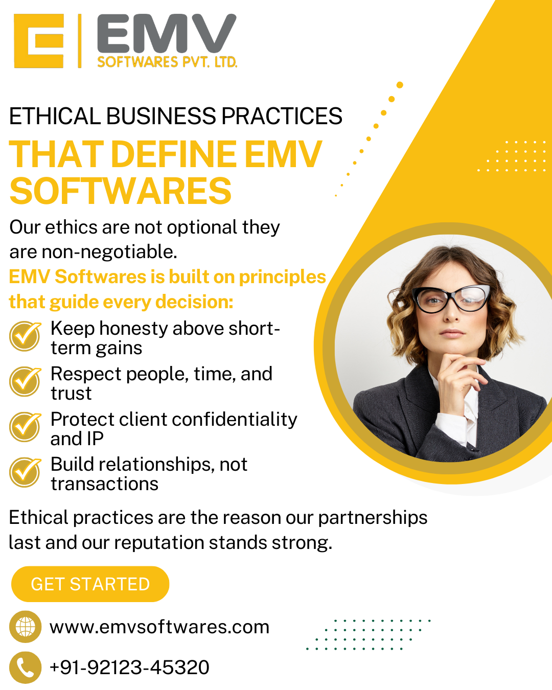 The ISO 9001:2015 and ISO 27001 certification badges, symbols of EMV's commitment to international standards and ethics.